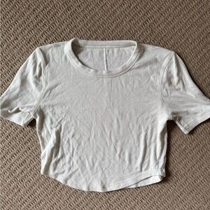 lululemon athletica White Cropped Ribbed Short-Sleeve Tee